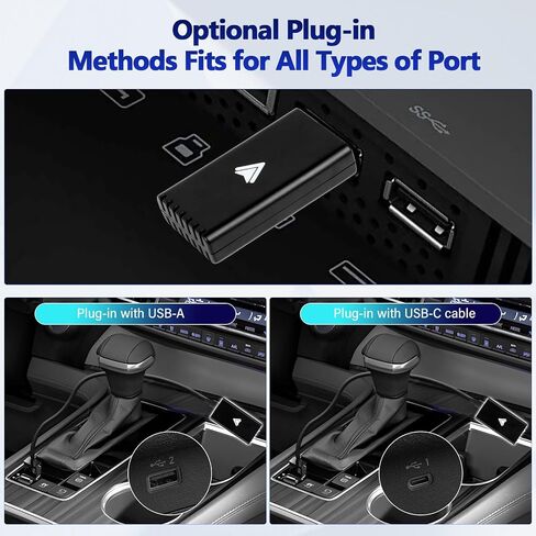 محول Android Auto اللاسلكي للسيارة Android auto توصيل السيارة الصغيرة وتشغيل شريحة ثنائية النواة واي فاي بدون تأخير USB C إلى A، كابل تمديد USB A، محول USB A 90 درجة، لطراز السيارة السلكية OEM 2017 in Saudi Arabia
