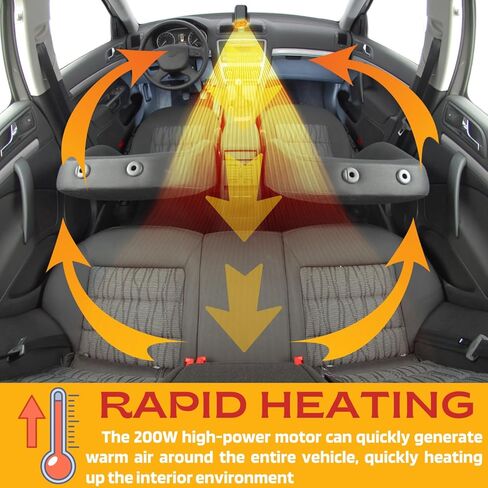 سخان سيارة محمول 2 في 1 بقدرة 12 فولت 200 وات، مزيل صقيع ومزيل ضباب سريع للمركبات، سخان ومروحة اتجاه الرياح قابل للتعديل، حامل بالشفط أو لوحة القيادة، مثالي للقيادة في الشتاء in Kuwait
