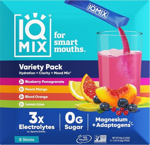 IQMIX Sugar Free Electrolytes Powder Packets - Hydration Supplement Drink Mix with Keto Electrolytes, Lions Mane, Magnesium L-Threonate, and Potassium Citrate - Peach Mango (20 Count) in Saudi Arabia