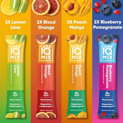 IQMIX Sugar Free Electrolytes Powder Packets - Hydration Supplement Drink Mix with Keto Electrolytes, Lions Mane, Magnesium L-Threonate, and Potassium Citrate - Peach Mango (20 Count) in Saudi Arabia