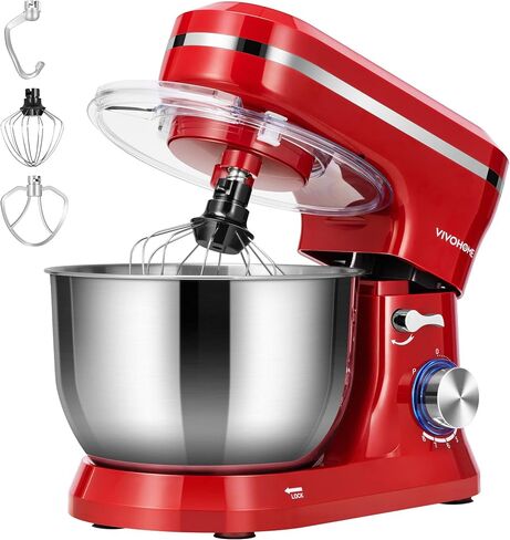 VIVOHOME 4.75 Quart Stand Mixer, 8 Speed Kitchen Electric Food Mixer, Household Stand Mixer for Baking, Cake, Bread with Beater, Dough Hook, Wire Whip and Egg Separator, Red in Kuwait