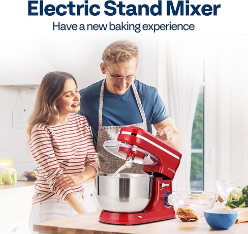 VIVOHOME 4.75 Quart Stand Mixer, 8 Speed Kitchen Electric Food Mixer, Household Stand Mixer for Baking, Cake, Bread with Beater, Dough Hook, Wire Whip and Egg Separator, Red in Kuwait