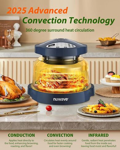 Nuwave Oven Pro Plus Air Fryer, Infra-Red Countertop, 2025 Advanced Convection, No Defrosting or Preheating, Cook Fresh or Frozen, Durable Power Dome, 100 Presets & 50 Memory, PFAS Free, Mint Green in Kuwait