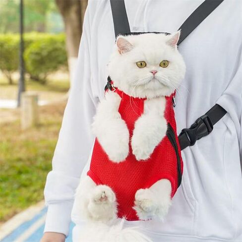 Pet Carrier Backpack, Adjustable Pet Front Cat Dog Carrier Backpack Travel Bag, Legs Out, Easy-Fit for Traveling Hiking Camping for Small Medium Big Dogs Cats Puppies (Red, Small) in Saudi Arabia