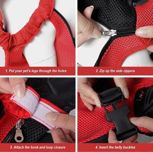 Pet Carrier Backpack, Adjustable Pet Front Cat Dog Carrier Backpack Travel Bag, Legs Out, Easy-Fit for Traveling Hiking Camping for Small Medium Big Dogs Cats Puppies (Red, Small) in Saudi Arabia