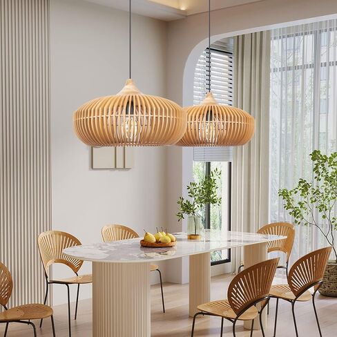 Arturesthome Farmhouse Round Wood Pendant Light, Rustic Wooden Hanging Ceiling Light Fixture for Kitchen Island Cafe Basement Hallway, Coffee in Saudi Arabia