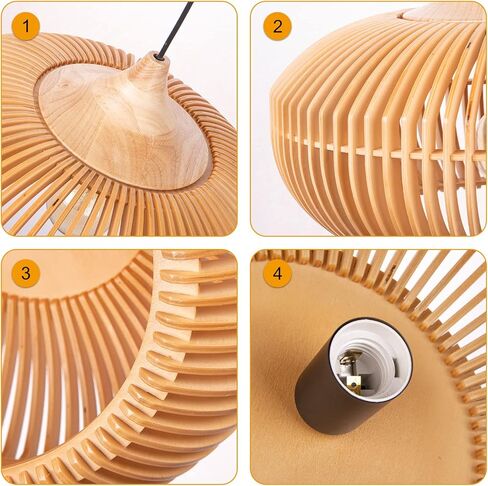 Arturesthome Farmhouse Round Wood Pendant Light, Rustic Wooden Hanging Ceiling Light Fixture for Kitchen Island Cafe Basement Hallway, Coffee in Saudi Arabia