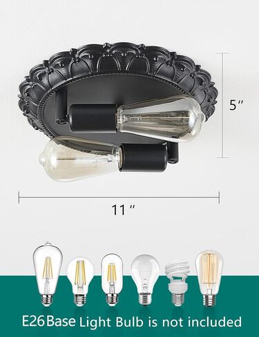 Black Flush Mount Ceiling Light Fixture,2-Light Hallway Light Fixtures Ceiling,Light Fixtures Ceiling Mount for Farmhouse,Kitchen,Entryway (2 Pack) in Saudi Arabia