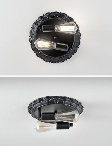 Black Flush Mount Ceiling Light Fixture,2-Light Hallway Light Fixtures Ceiling,Light Fixtures Ceiling Mount for Farmhouse,Kitchen,Entryway (2 Pack) in Saudi Arabia
