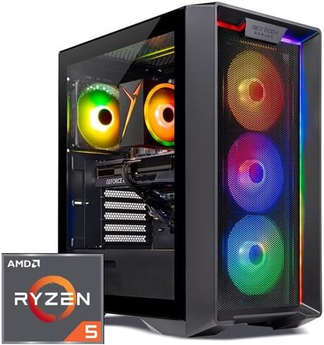 كمبيوتر سطح المكتب Skytech Blaze4 Mini Gaming، Ryzen 5 5600 3.5 جيجا هرتز (4.4 جيجا هرتز Turbo Boost)، NVIDIA RTX 4060 8 جيجا GDDR6X، 1 تيرابايت SSD، 16 جيجا DDR4 RAM 3200، 650 وات Gold PSU، Wi-Fi، Win 11 Home in Kuwait
