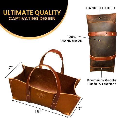 Woodman's Pal Buffalo Leather Tote Tool Bag For Hand Tools, Gardening, Outdoorsmen, Heavy Duty Premium Storage Leather Organizer (Crazy Horse Black) in Saudi Arabia