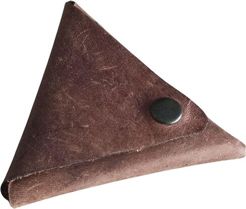 Leather Triangle Coin Purse | Minimalist Leather Coin Pouch | Triangular Snap Closure Wallet for Small Items in Saudi Arabia