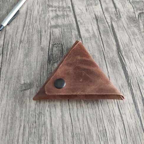 Leather Triangle Coin Purse | Minimalist Leather Coin Pouch | Triangular Snap Closure Wallet for Small Items in Saudi Arabia
