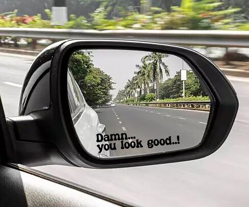 Damn You Look Good Mirror Decal, Different Fonts And Colors, Vinyl Car Decals For Men Women And Kids, Rearview Mirror Decal, Car Decal Gifts, Car Side Mirror And Window Decal (Bold, White) in Saudi Arabia
