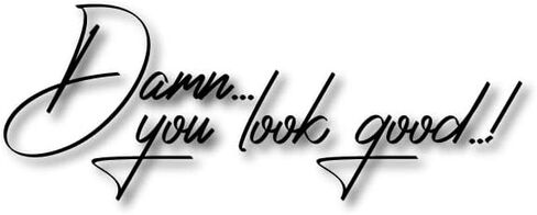 Damn You Look Good Mirror Decal, Different Fonts And Colors, Vinyl Car Decals For Men Women And Kids, Rearview Mirror Decal, Car Decal Gifts, Car Side Mirror And Window Decal (Bold, White) in Saudi Arabia