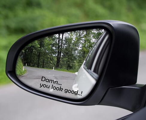 ملصق مرآة Damn You Look Good، خطوط وألوان مختلفة، ملصقات سيارات من الفينيل للرجال والنساء والأطفال، ملصق مرآة الرؤية الخلفية، هدايا ملصق السيارة، مرآة جانبية للسيارة وملصق النافذة (غامق، أبيض) in Saudi Arabia