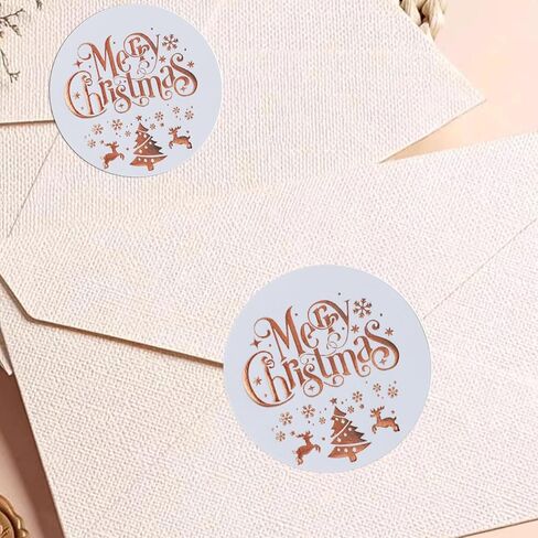 Merry Christmas: 120Pcs 1.6 Inch Rose Gold Foil Round Holiday Stickers - Decorative Christmas Seals & Labels (Foil Stamped) in Saudi Arabia