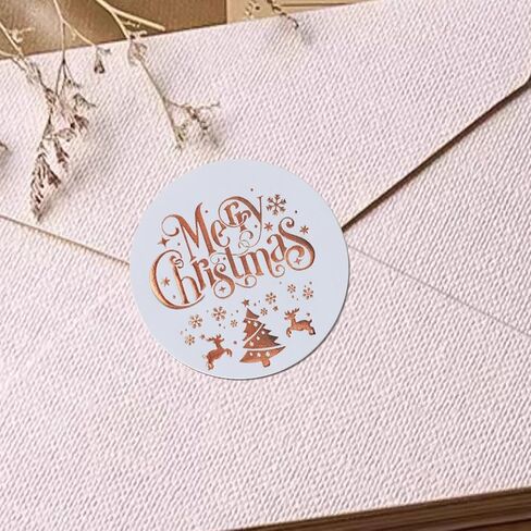 Merry Christmas: 120Pcs 1.6 Inch Rose Gold Foil Round Holiday Stickers - Decorative Christmas Seals & Labels (Foil Stamped) in Saudi Arabia