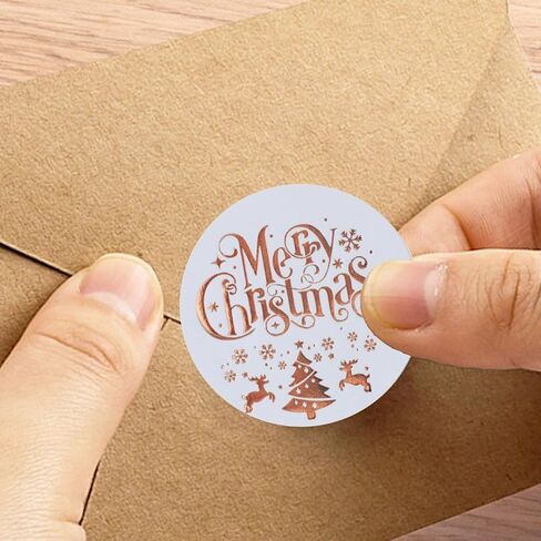 Merry Christmas: 120Pcs 1.6 Inch Rose Gold Foil Round Holiday Stickers - Decorative Christmas Seals & Labels (Foil Stamped) in Saudi Arabia