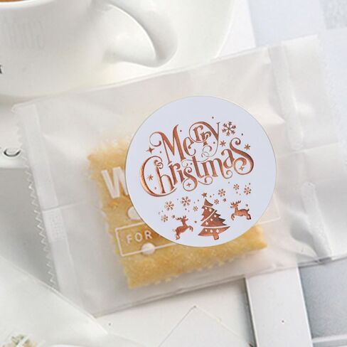 Merry Christmas: 120Pcs 1.6 Inch Rose Gold Foil Round Holiday Stickers - Decorative Christmas Seals & Labels (Foil Stamped) in Saudi Arabia