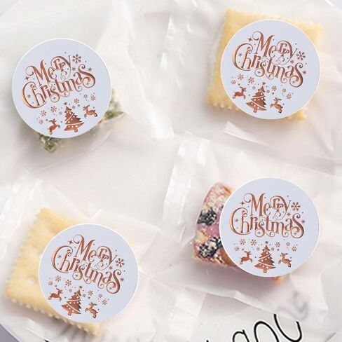 Merry Christmas: 120Pcs 1.6 Inch Rose Gold Foil Round Holiday Stickers - Decorative Christmas Seals & Labels (Foil Stamped) in Saudi Arabia