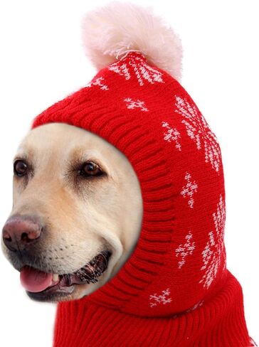 Dog Christmas Beanie Hat with Pompom, Pet Christmas Hat for Small/Medium/Large Dogs/Cats, Dog Winter Hat, Christmas Dog Hat, Pet Holiday Hats, Pet Santa Hat, Hats for Pets, Dog Apparel in Cold Weather in Saudi Arabia