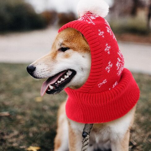 Dog Christmas Beanie Hat with Pompom, Pet Christmas Hat for Small/Medium/Large Dogs/Cats, Dog Winter Hat, Christmas Dog Hat, Pet Holiday Hats, Pet Santa Hat, Hats for Pets, Dog Apparel in Cold Weather in Saudi Arabia