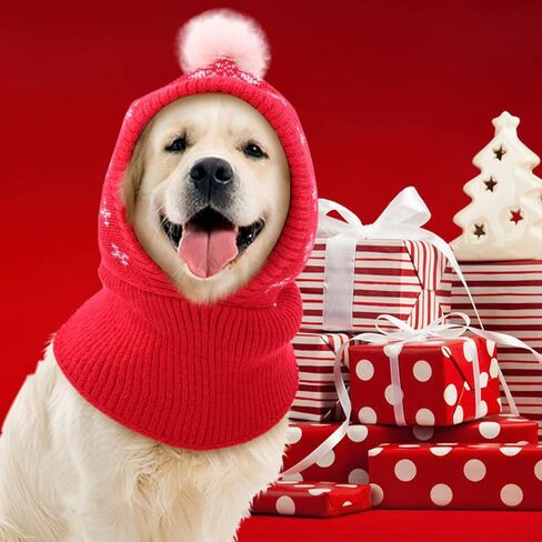 Dog Christmas Beanie Hat with Pompom, Pet Christmas Hat for Small/Medium/Large Dogs/Cats, Dog Winter Hat, Christmas Dog Hat, Pet Holiday Hats, Pet Santa Hat, Hats for Pets, Dog Apparel in Cold Weather in Saudi Arabia