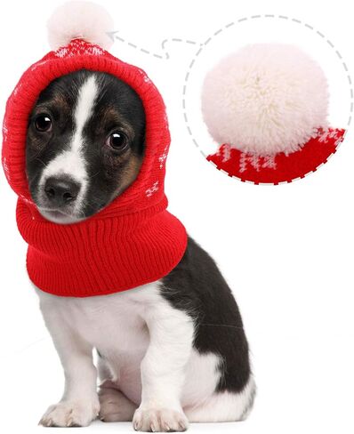 Dog Christmas Beanie Hat with Pompom, Pet Christmas Hat for Small/Medium/Large Dogs/Cats, Dog Winter Hat, Christmas Dog Hat, Pet Holiday Hats, Pet Santa Hat, Hats for Pets, Dog Apparel in Cold Weather in Saudi Arabia