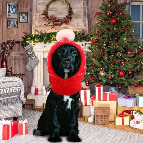 Dog Christmas Beanie Hat with Pompom, Pet Christmas Hat for Small/Medium/Large Dogs/Cats, Dog Winter Hat, Christmas Dog Hat, Pet Holiday Hats, Pet Santa Hat, Hats for Pets, Dog Apparel in Cold Weather in Saudi Arabia