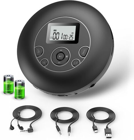 Desobry Portable CD Player with Rechargeable Battery Personal CD Players with Headphones LCD Display Anti-Skip Protection Playback Memory CD Player for Car Walkman CD Player Music Media in Saudi Arabia