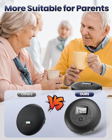 Desobry Portable CD Player with Rechargeable Battery Personal CD Players with Headphones LCD Display Anti-Skip Protection Playback Memory CD Player for Car Walkman CD Player Music Media in Saudi Arabia
