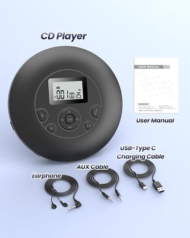 Desobry Portable CD Player with Rechargeable Battery Personal CD Players with Headphones LCD Display Anti-Skip Protection Playback Memory CD Player for Car Walkman CD Player Music Media in Saudi Arabia