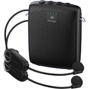 Mini Personal Wireless Voice Amplifier with 2 Bluetooth Microphones- 15W Rechargeable Pa Speaker System for Teachers, Coaches & Public Speaking