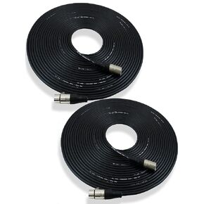 GLS Audio 25 foot Mic Cable Patch Cords - XLR Male to XLR Female Black Microphone Cables - 25' Balanced Mic Snake Cord - Single