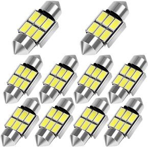 TORIBIO 31mm 6000K Pure White Bright Interior Car Lights Error Free CANBUS 3175 Festoon Dome Lights De3021 De3175 LED Bulbs