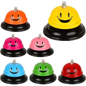 Desk Bell Call Bell for Service, 3 Inch Diameter Smile Face Service Bell with Metal Anti-Rust Construction, Desk Bell for Service, Service Bell for Kitchen Hotel Restaurant Classroom(7 Color)