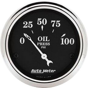 Auto Meter 1727 Old TYME Black Oil Pressure Gauge, 2.3125 in.