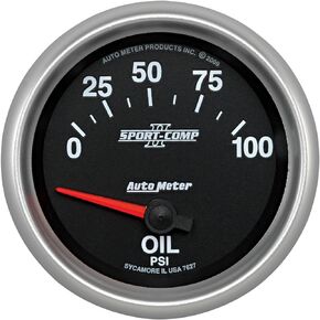 Auto Meter 7627 Sport-Comp II 2-5/8" 0-100 PSI Short Sweep Electric Oil Pressure Gauge