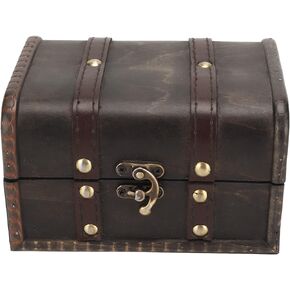 YLSZHY Treasure Chest Storage Box, Wood and Leather Treasure Decorative Storage Wooden Chest Box with Lock And Lids, Vintage Elegant Treasure Chest For Storage Jewelry Necklace Earrings Collection