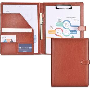 KINGFOM Professional Business Padfolio Clipboard Folder Portfolio, PU Leather Clipboard Organizer with Cover for Legal Pad Holder, Letter Size Resume/Document Portfolio Folder for Men Women Black