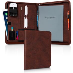 Premium Folio Cover Compatible with Rocketbook, Hobonichi Cousin, Stalogy and Midori MD Planners - Fits 6 x 8.8 Smart Notebook - Executive Size A5 Portfolio Organizer - Faux Leather Planner Covers