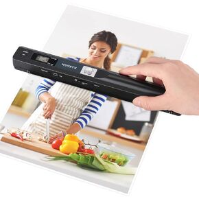 MUNBYN Portable Scanner, Photo Scanner for A4 Documents Pictures Pages Texts in 900 Dpi, Flat Scanning, Include 16G SD Card, Wand Document Scanner Uploads Images to Computer Via USB Cable, No Driver