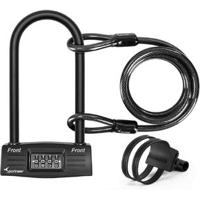 Sportneer Bike Lock: Keyless Combo Bike U-Lock with 5ft Security Steel Cable - Heavy Duty Anti Theft 14mm Shackle Bicycle U-Locks with Mounting Bracket for Road, Mountain, Electric & Folding Bike in Saudi Arabia