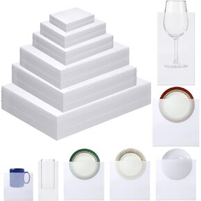 Frienda 180 Pcs Plate Packing Sleeves for Moving 6 Sizes Cushion Foam Pouches Foam Packing Pouches Foam Sleeves for Packing Dishes Glasses China Plate Mug Cup Shipping Packaging Cushioning Supplies