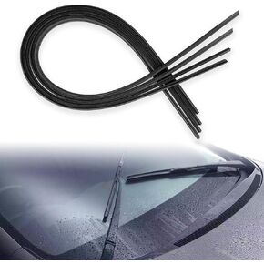 4 PCs Adjustable Size of Universal Replacement Windshield Wiper Refill Replacement, Frameless Window Boneless Insert Silicone Strips, Auto Universal Accessories for Most Vehicles