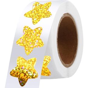 600Pcs Holographic Small Star Stickers, 10 Colors, Foil Star Stickers for Kids Reward, Teachers School Office Supplies(1" Diameter)