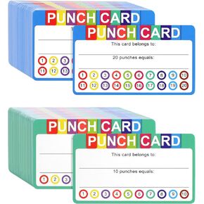 Punch Cards for Classroom, 240 Pack Kids Behavior Reward Punch Cards, Incentive Punch Card for kids, Business, Students, Teachers, 2 Styles