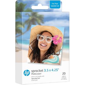 HP Sprocket 3.5 x 4.25" Zink Sticky-Backed Photo Paper (50 Pack) Compatible with HP Sprocket 3x4 Photo Printer