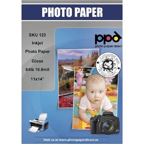 PPD 100 Sheets Inkjet High Gloss Photo Paper 8.5x11 64lbs 240gsm 10.9mil Letter Size Heavyweight Instant Dry and Water-Resistant (PPD-8-100)